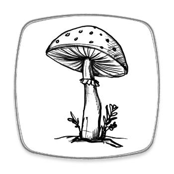 Champignon - Illustration - Magnet carré - blanc - Devant