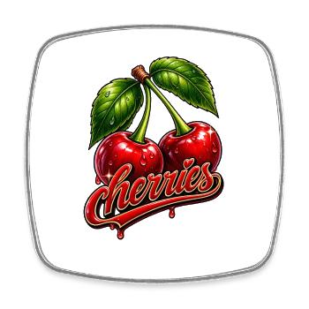 Cerises - Magnet carré - blanc - Devant