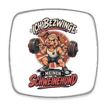 Ich Bezwinge Den Schweinehund - Viereckiger Kühlschrankmagnet - Weiß - Vorne