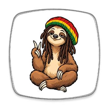 Cool Rastafarian Sloth - Square fridge magnet - white - Front