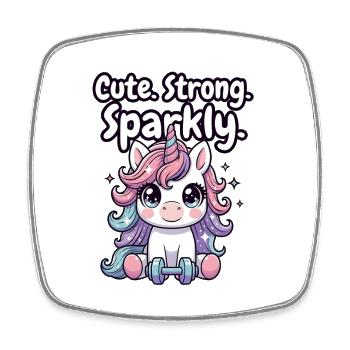 Unicorn Fitness Sparkle - Square fridge magnet - white - Front