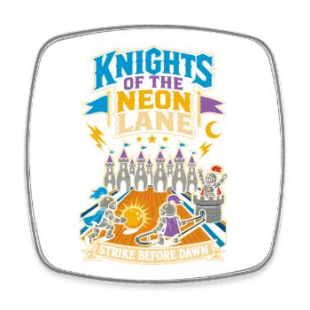 Knight Bowling Neon Lane - Square fridge magnet - white - Front