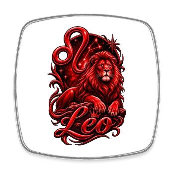 Leo Red Lion Zodiac Crown - Square fridge magnet - white - Front