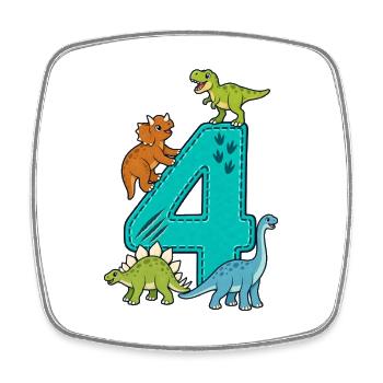 4. Geburtstag Dinosaurier 4 Jahre - Viereckiger Kühlschrankmagnet - Weiß - Vorne