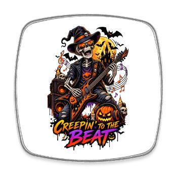 Creepin' to the Beat – Halloween Rock - Square fridge magnet - white - Front
