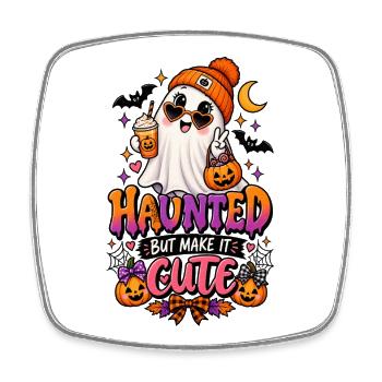 Haunted But Make It Cute Halloween - Square fridge magnet - white - Front