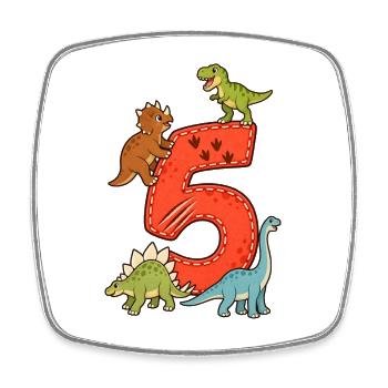 5. Geburtstag Dinosaurier - Viereckiger Kühlschrankmagnet - Weiß - Vorne