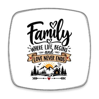 Family Where Life Begins - Square fridge magnet - white - Front