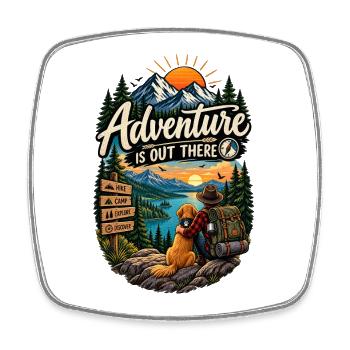 Adventure Is Out There – Hiking & Camping - Square fridge magnet - white - Front