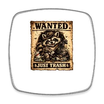 Raccoon Dumpster Poster Wanted - Square fridge magnet - white - Front