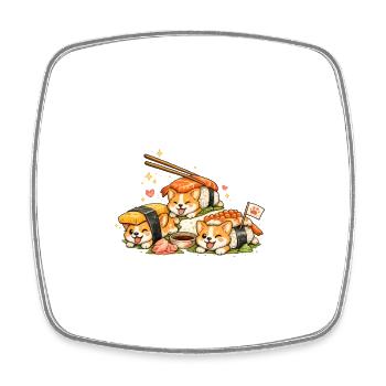 Kawaii Sushi Cats Trio - Square fridge magnet - white - Front