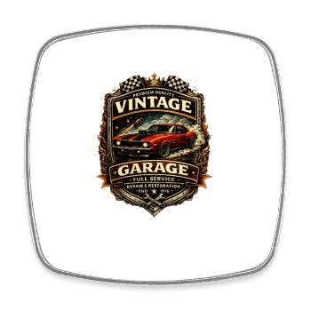 Vintage Garage Crest - Square fridge magnet - white - Front