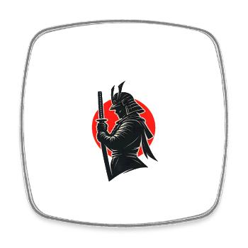Samurai Silhouette Under Red Sun - Square fridge magnet - white - Front