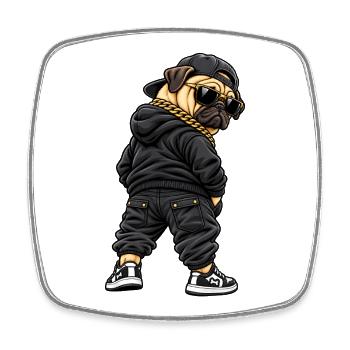 Un carlin gangster cool en mode streetwear - Magnet carré - blanc - Devant