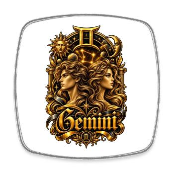 Golden Gemini Zodiac Art - Square fridge magnet - white - Front