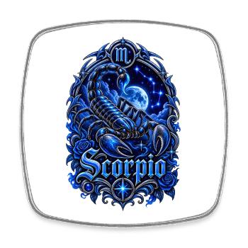 Blauer Skorpion-Tierkreiswappen - Viereckiger Kühlschrankmagnet - Weiß - Vorne
