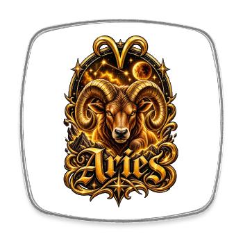 Aries Gold Ram Nebula - Square fridge magnet - white - Front