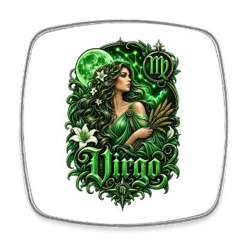 Green Virgo Lunar Goddess - Square fridge magnet - white - Front