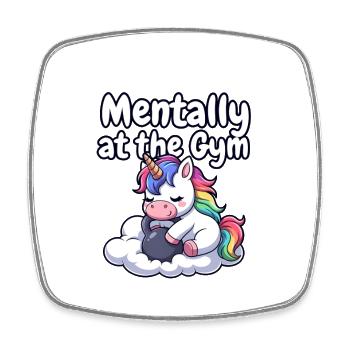 Mentally at the Gym Unicorn - Square fridge magnet - white - Front