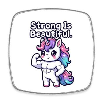 Strong Is Beautiful Unicorn - Square fridge magnet - white - Front