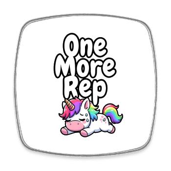 One More Rep Unicorn Gym - Square fridge magnet - white - Front