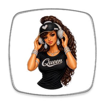 Queen Hip-Hop Glam Illustration - Square fridge magnet - white - Front