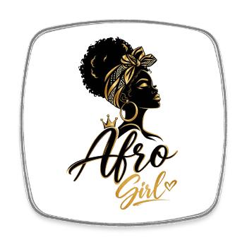 Golden Afro Girl – Schwarze Eleganz - Viereckiger Kühlschrankmagnet - Weiß - Vorne