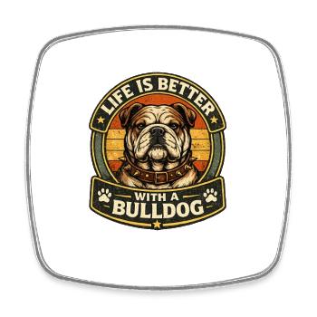 Bulldog – Proud and Powerful - Square fridge magnet - white - Front