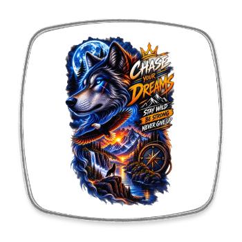 Chase Your Dreams Wolf Wilderness - Square fridge magnet - white - Front