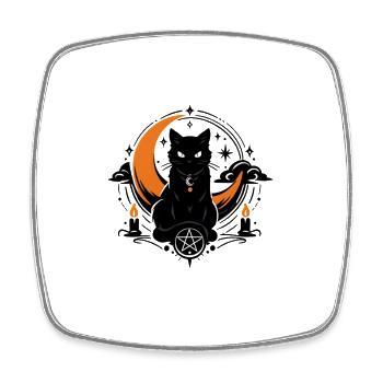 Moon Spell: Black Cat - Square fridge magnet - white - Front