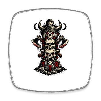 Viking Skull Warband - Viereckiger Kühlschrankmagnet - Weiß - Vorne
