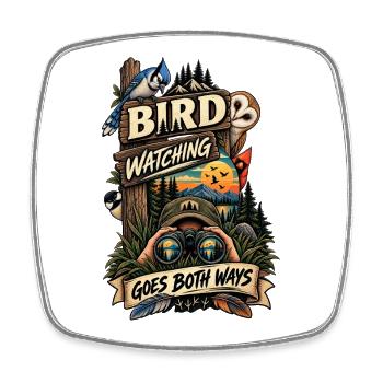 Vogelbeobachtung: Vintage-Vogelbeobachter, Naturliebhaber - Viereckiger Kühlschrankmagnet - Weiß - Vorne