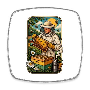 Vintage Imker-Honigbienenzüchter-Imker-T - Viereckiger Kühlschrankmagnet - Weiß - Vorne