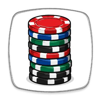 Pokerchip Stack Farbexplosion - Viereckiger Kühlschrankmagnet - Weiß - Vorne