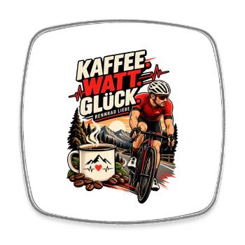 Rennrad – Kaffee, Watt, Glück - Viereckiger Kühlschrankmagnet - Weiß - Vorne