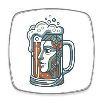 Bierkrug Gesicht - Viereckiger Kühlschrankmagnet - Weiß - Vorne