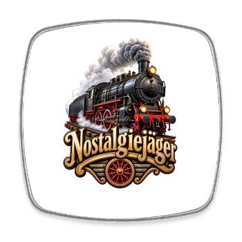 Nostalgiejäger Lokomotive - Viereckiger Kühlschrankmagnet - Weiß - Vorne