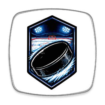 Eishockey Puck im Stadion Neon - Viereckiger Kühlschrankmagnet - Weiß - Vorne