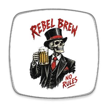 Rebel Brew Skull ohne Regeln - Viereckiger Kühlschrankmagnet - Weiß - Vorne