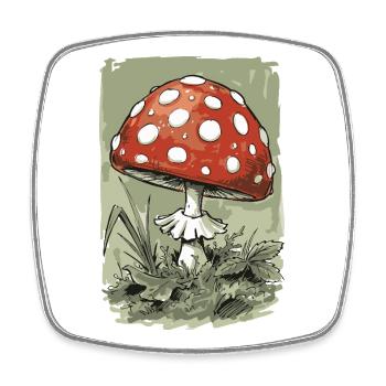 Cartoon Fliegenpilz - Viereckiger Kühlschrankmagnet - Weiß - Vorne