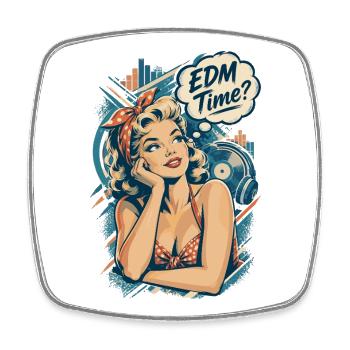 Retro Pin-Up Girl - EDM Time Festival Design - Viereckiger Kühlschrankmagnet - Weiß - Vorne
