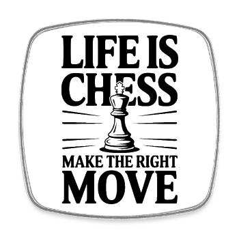 Das Leben ist Schach – mach den richtigen Zug - Viereckiger Kühlschrankmagnet - Weiß - Vorne
