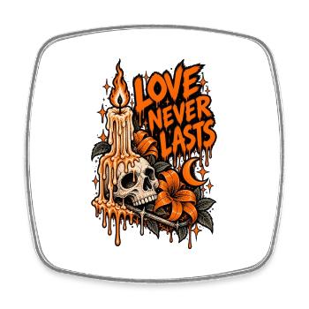 Love Never Dies Gothic Skull - Viereckiger Kühlschrankmagnet - Weiß - Vorne