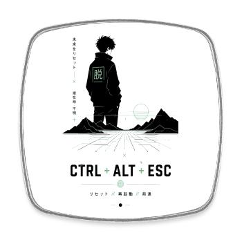 Neonwanderer: Ctrl Alt ESC - Viereckiger Kühlschrankmagnet - Weiß - Vorne