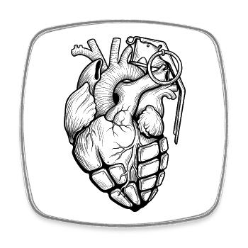 Anatomische grenade_coeur_ - Viereckiger Kühlschrankmagnet - Weiß - Vorne