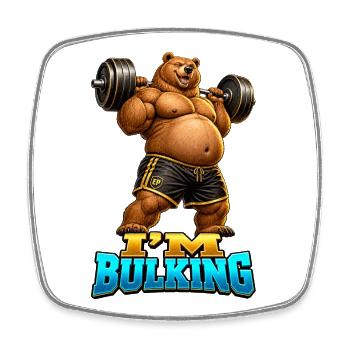 Muscular Bear I'M BULK – Fitness-Stimmung - Viereckiger Kühlschrankmagnet - Weiß - Vorne