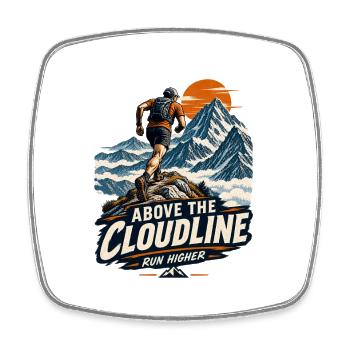 Above_the_Cloudline_Vintage_Mountain_Running_De - Viereckiger Kühlschrankmagnet - Weiß - Vorne