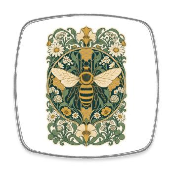 Jugendstil-Honigbiene im Blumenrahmen - Viereckiger Kühlschrankmagnet - Weiß - Vorne