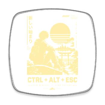 Sonnenuntergangssilhouette CTRL ALT ESC - Viereckiger Kühlschrankmagnet - Weiß - Vorne