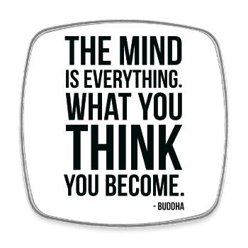 Buddha Mind Is Everything Zitattypografie - Viereckiger Kühlschrankmagnet - Weiß - Vorne